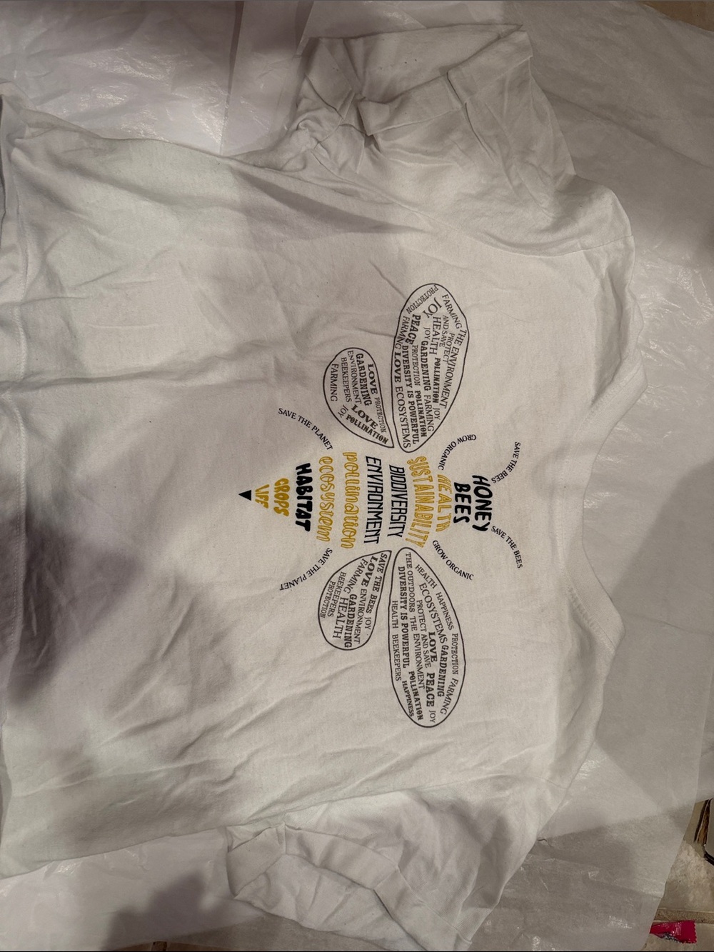 White Honey Bee Graphic Crop Top - Unbranded
